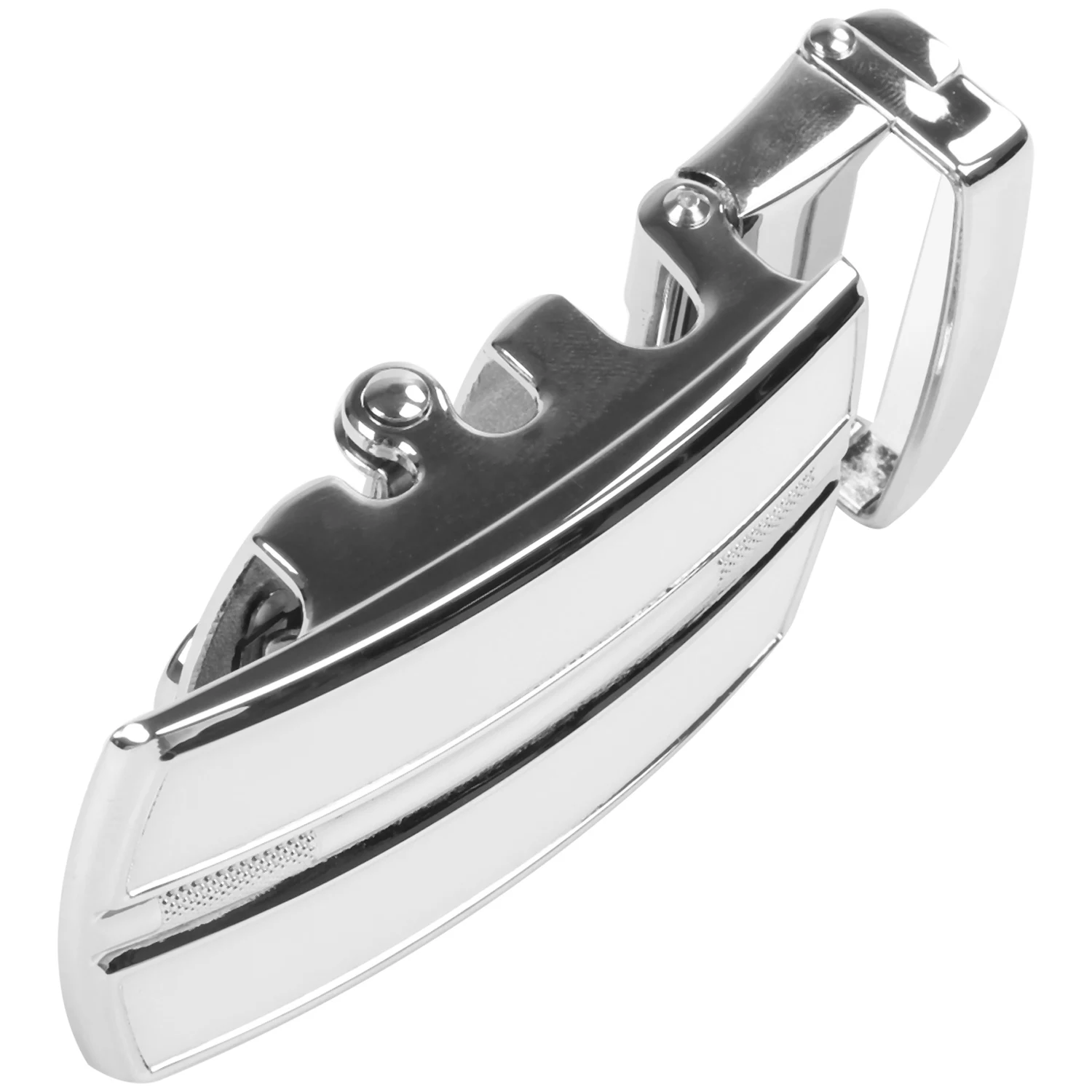 Men's Solid Buckle Automatic Ratchet Leather Belt Buckle In The Middle With An Edge-Silver-A27I