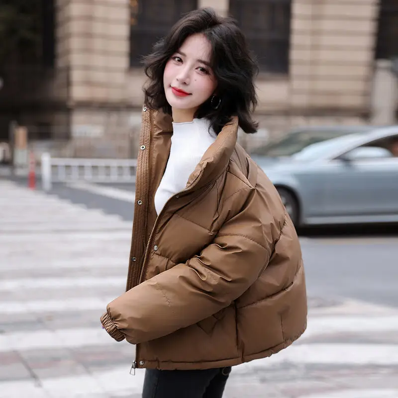 2024 Winter New Casual Loose Thick Cotton Jacket Button Solid Warm Bread Clothing Women Puffer Jackets Cardigan Coat Outwear