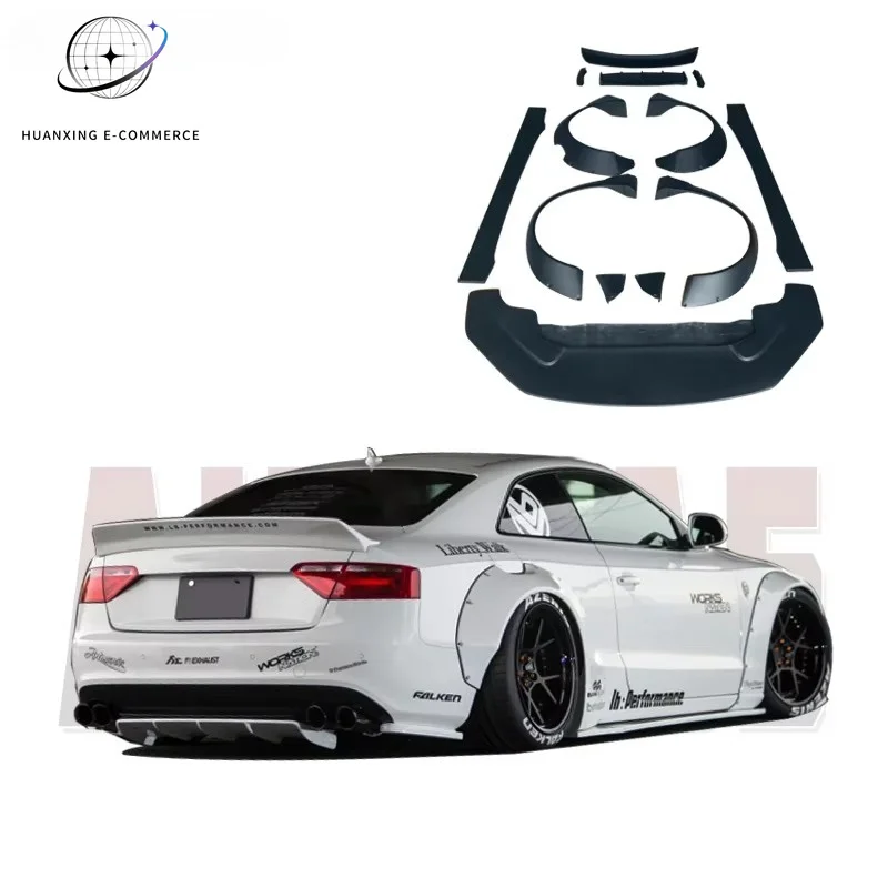 Suitable for the 2008-2010 Audi A5 Modified LB Body Wide Body Kit, Front Lip Skirt Edge, Rear Lip Wide Body Wheel Arch