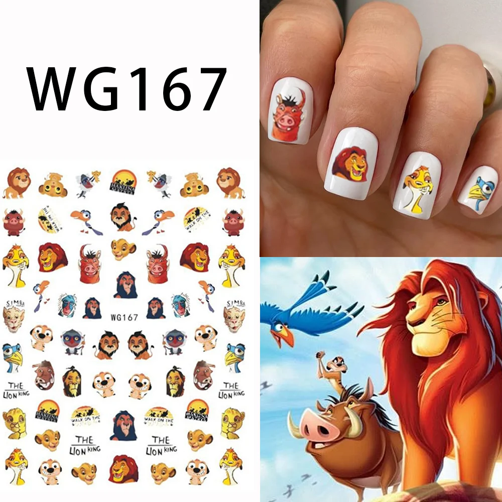 Miniso 3D Disney Cartoon Mickey Nail Sticker Anime Mary Cat The Lion King Toy Story Stickers per unghie forniture per unghie decalcomanie per unghie