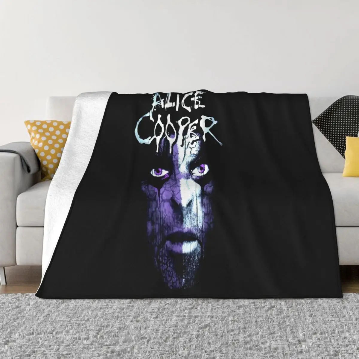 Alice Cooper Cracked Face Psycho Drama Tour New Official Schools Out Wholesale Animal Graphic Letter Throw Blanket