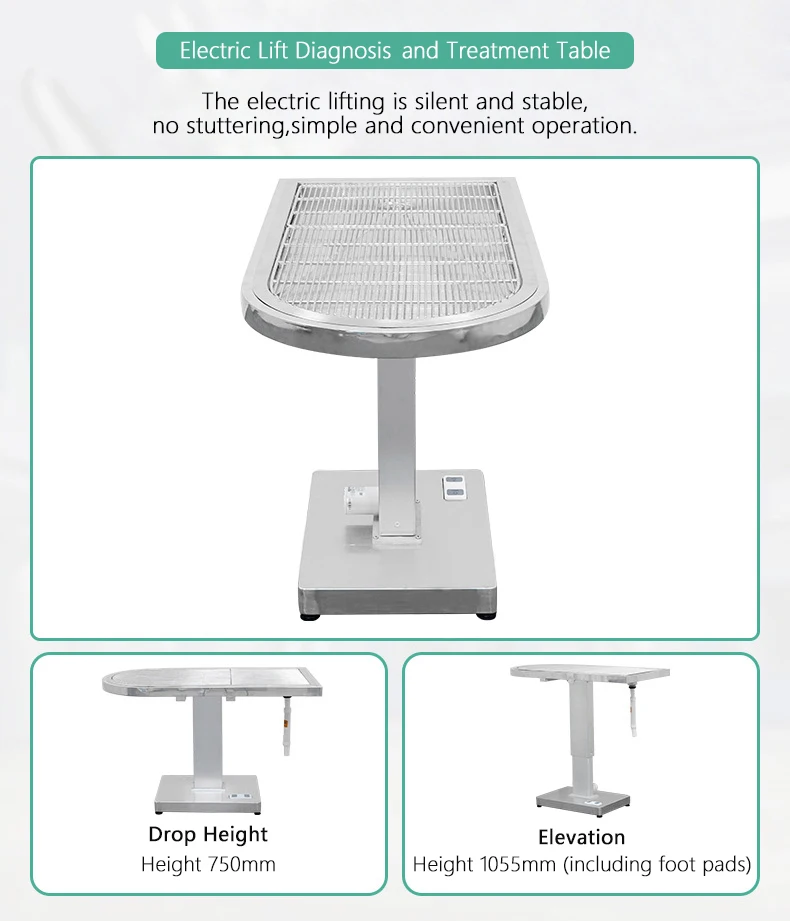 Veterinary Electric Inspection Table Adjustable Lifting Height Stainless Steel