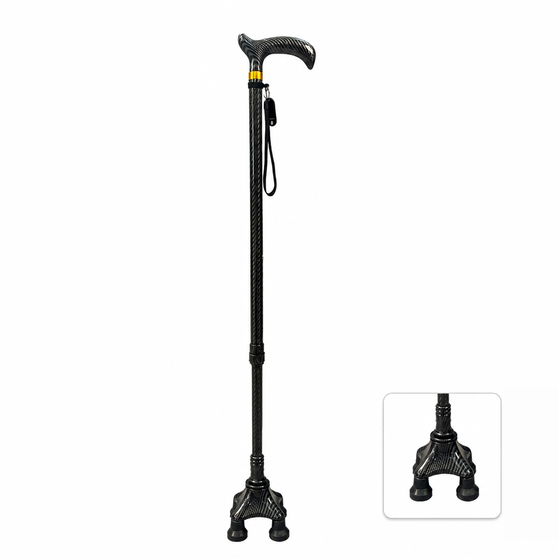 Carbon Fiber Anti-Fall Walking Stick, Non-Slip Telescopic Cane, Lightweight Assistive Cane for Elderly, Adjustable Hiking Stick