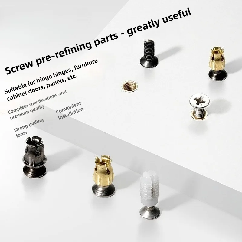 Maosu 50/100 Set Embedded Nut Screw Set Metal M4 Flat Expansion Screw Pure Copper M6m8 Nut Hinge Hinge Panels Fastener