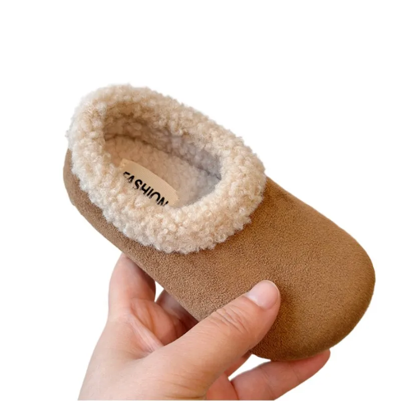 Girls' Camel Hairy Shoes 2026 Winter New Girls' Plush Warm Casual Cotton Shoes Baby Soft Soled Western-style Bean Shoes 21-33