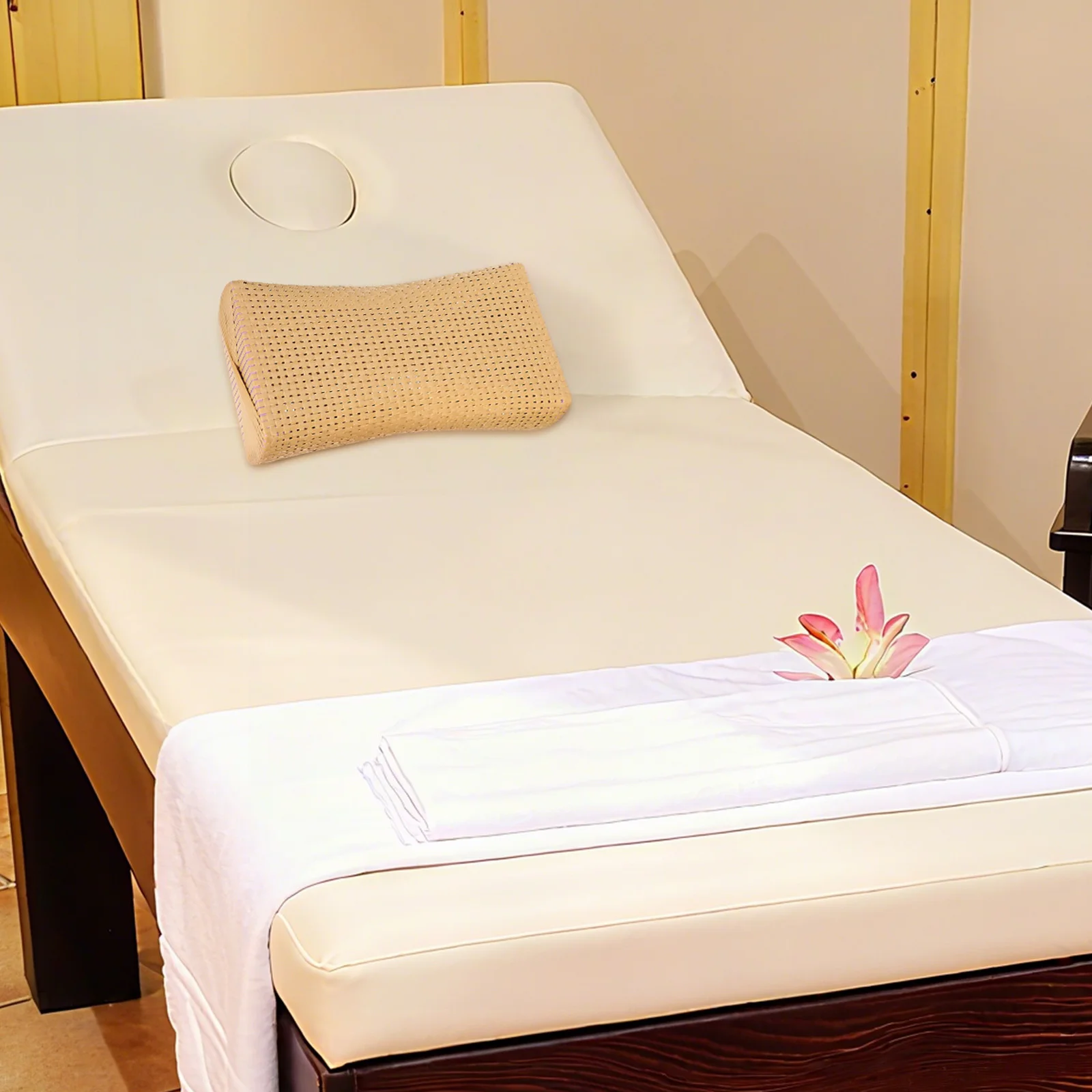 

Cervical Support Pillow Simulated Rattan Design for Sauna Room Elderly Sleep Aid Product Simulated Woven Pillow