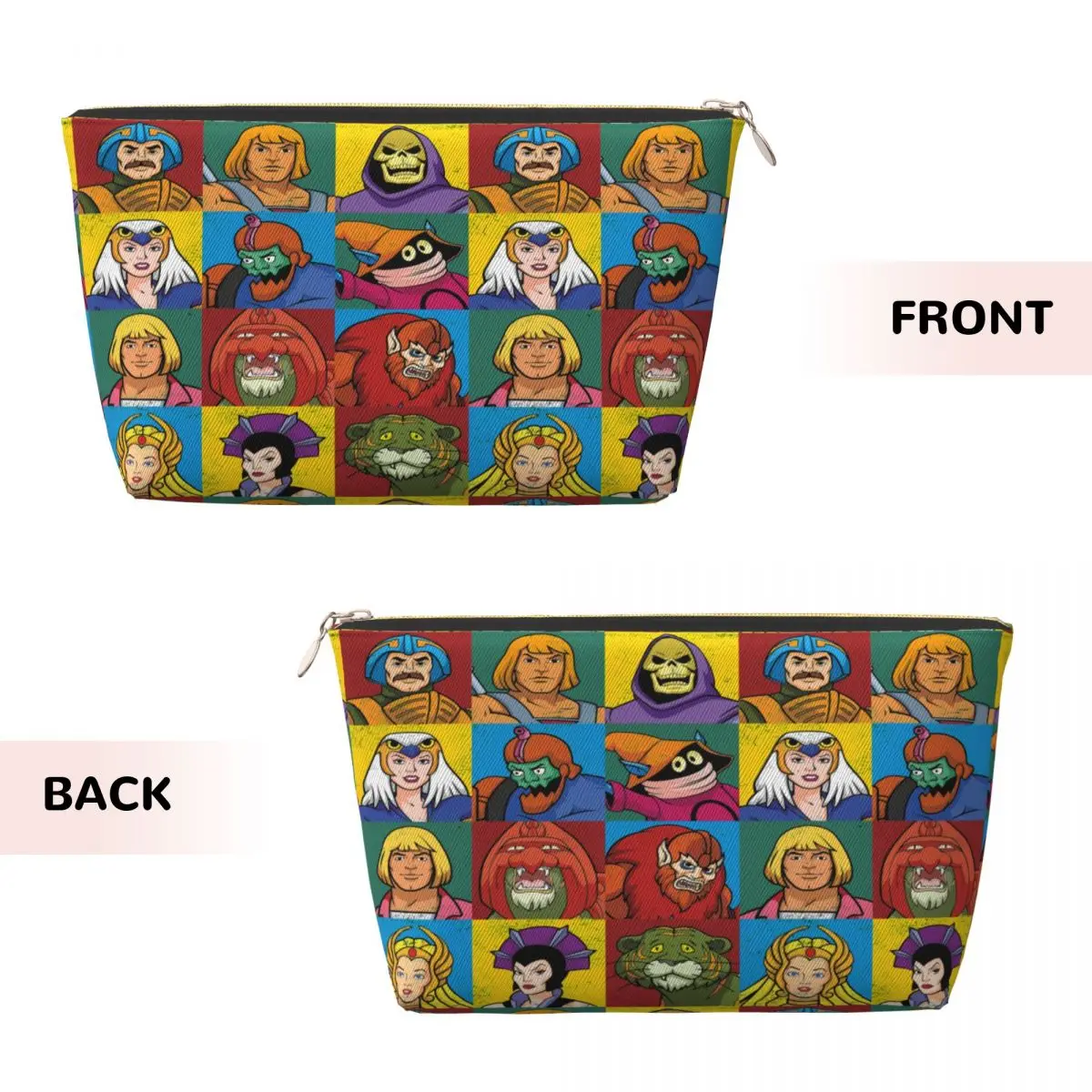 Bolsa cosmética personalizada para armazenamento de beleza, maquiagem, sacos de higiene pessoal, He-Man e os mestres do universo, esqueleto dos anos 80 She-Ra Beast