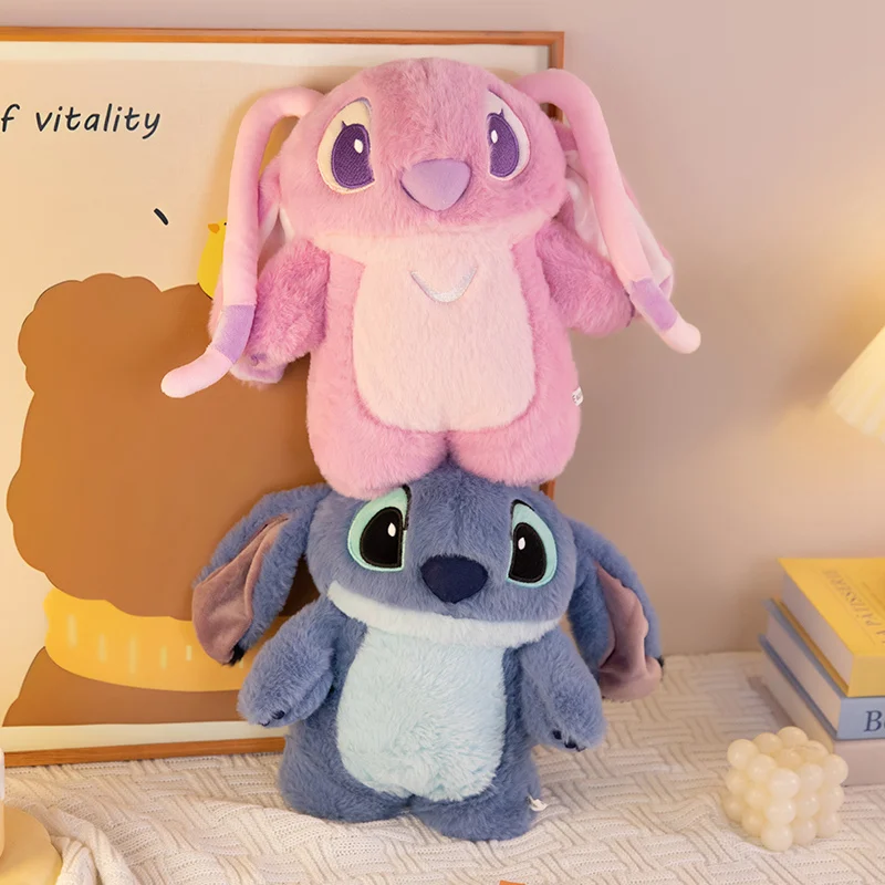 Disney Stitch Angel Hot Water Bag Plush Hot Water Bottle Women's Home Water Filling Hand Warmer Holiday Gift For Girlfriend