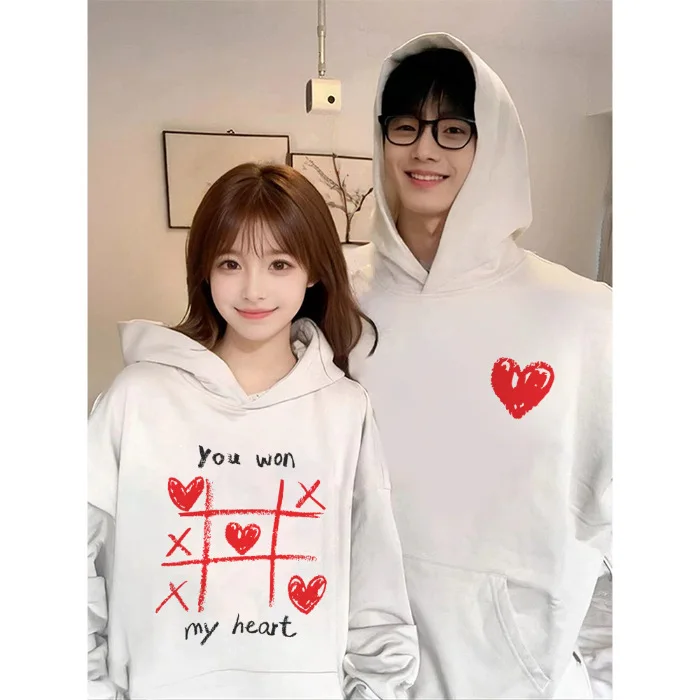 سترة بقلنسوة على شكل قلب من العلامة التجارية Lianxin للزوجين الجديدة لعام 2025 للرجال والنساء ملابس الخريف والشتاء