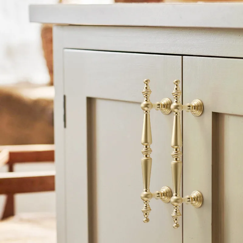 Zinc Alloy French Light Luxury Gold Cabinet Handle, Modern Simple Solid Single‑Hole Pull for Drawer & Wardrobe Door