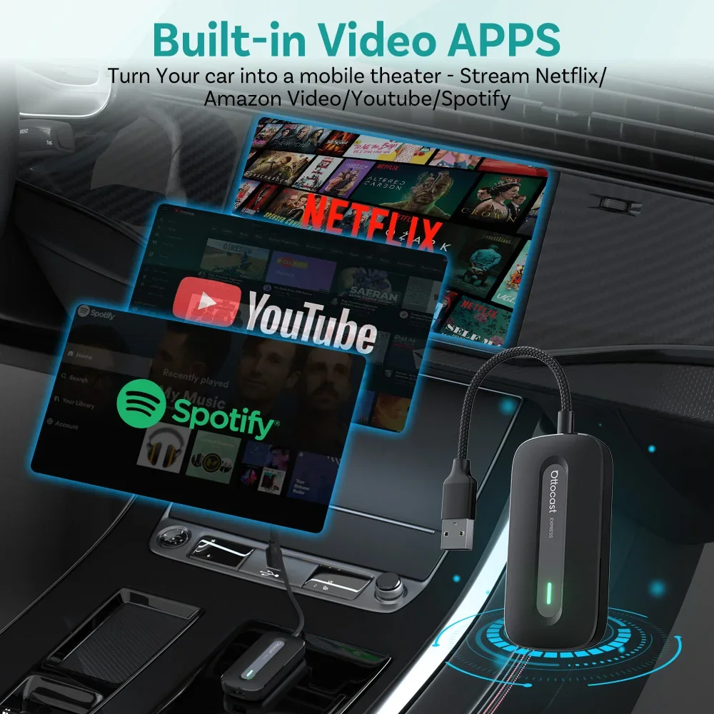 Ottocast Play2Video Express & Ultra Android 12 AI Box Wireless CarPlay Android Auto Netflix YouTube Video Streaming Adapter