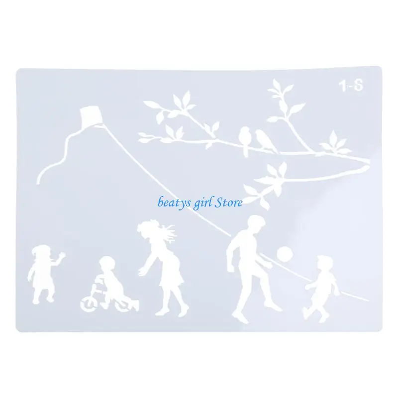 C7AB 9 Pcs Hollow Parent-Child Painting Stencils Templates Flexible for Kids Adults