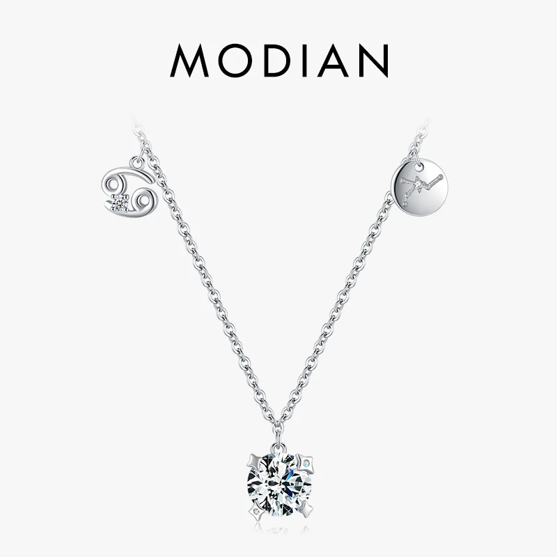 

Modian 925 Sterling Silver Fashion Luxury Cancer Necklace For Women Sparkling Clear CZ Constellation Pendant Chain Fine Jewelry