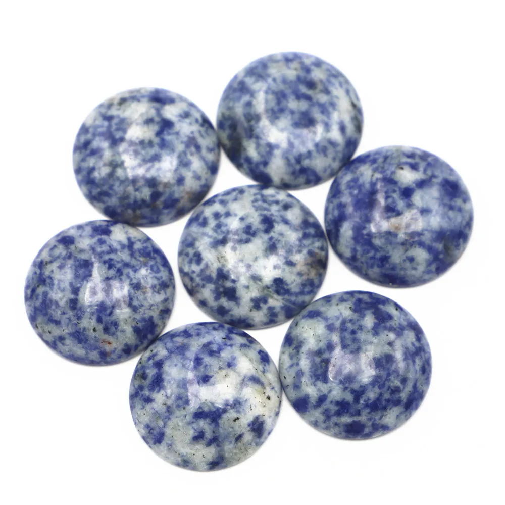 

30mm Natural Stone Round Sodalite Cabochon Setting Beads Fit DIY Pendant Ring Earring Men Jewelry 12Pcs Wholesale Free Shipping