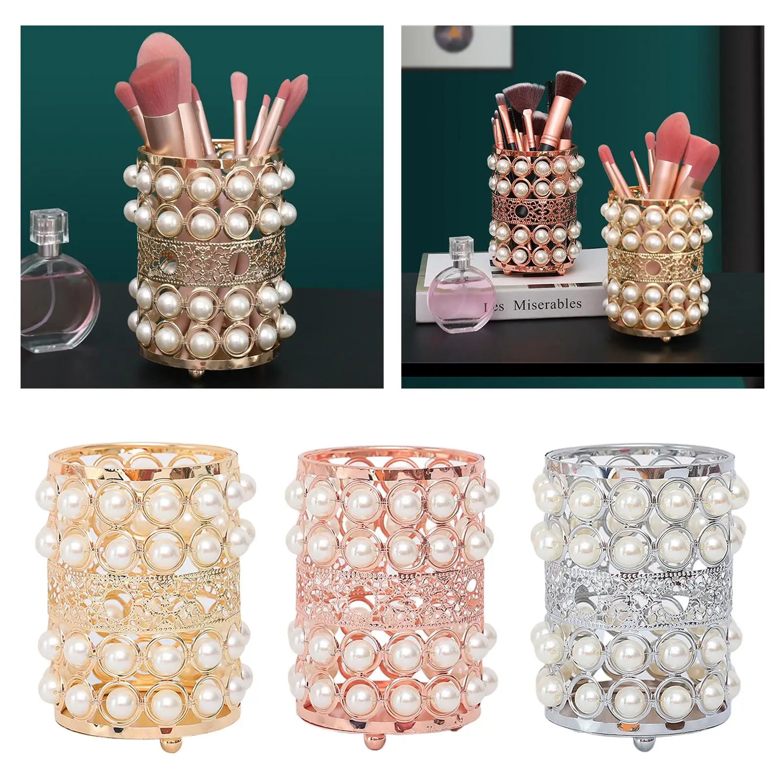 Holder Fashion Organizer Handmade Storage Pearls Decorative Pencil Case for Dresser Vanity Countertop