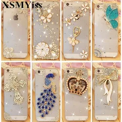 Bling Diamond Phone Case for Samsung Galaxy, Clear Crystal Cover, Crown Flower Decora, S24, S25, S21 FE, S22, 23 Ultra, S26