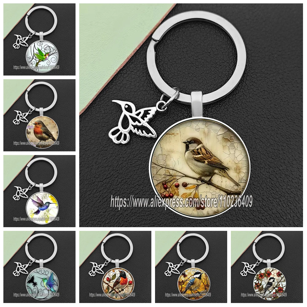 Nostalgic Bird Keychains for Women Beautiful Tree and Birds Keychain for Purse Bad