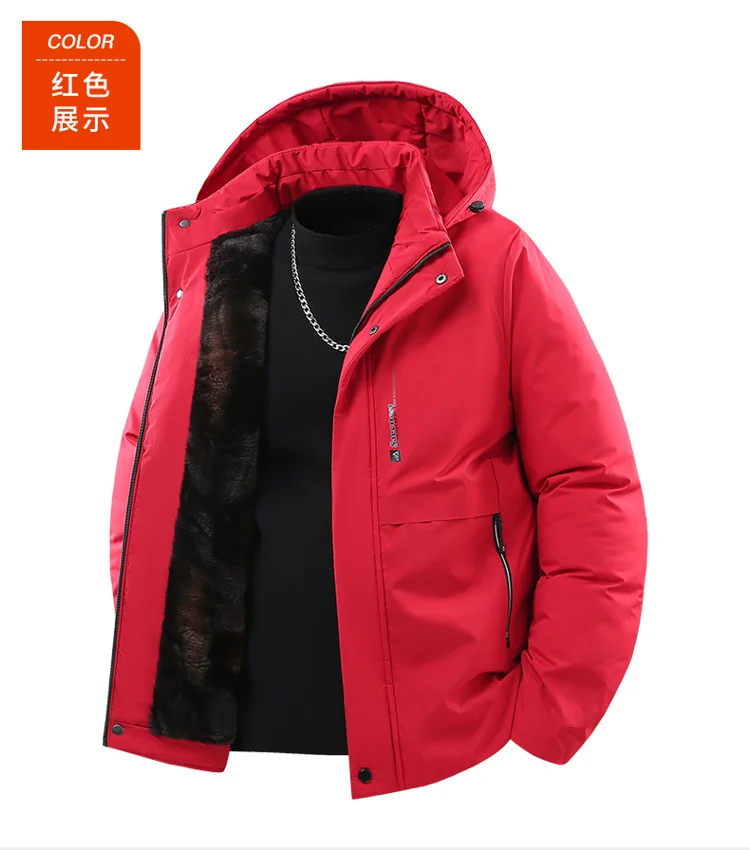 Men's Jacket Stand Collar Stamp Mens Parka Winter New Down Jacket Fleece Warm Jackets Men Business Leisure Coat Baseball Coats 2