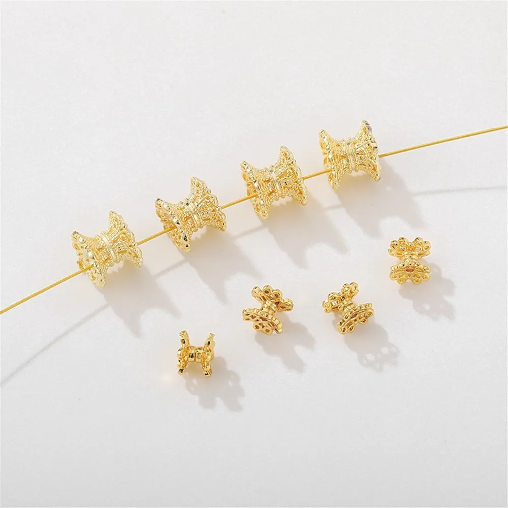 14K Gold-plated Double-sided Flower Holder with Separated Beads Holder Handmade DIY Bracelet Necklace Accessory Materials