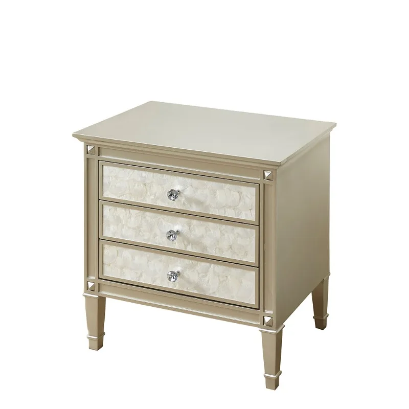 Modern simple shell bedside table Solid wood light luxury minimalist designer locker Bedroom natural shell bedside table