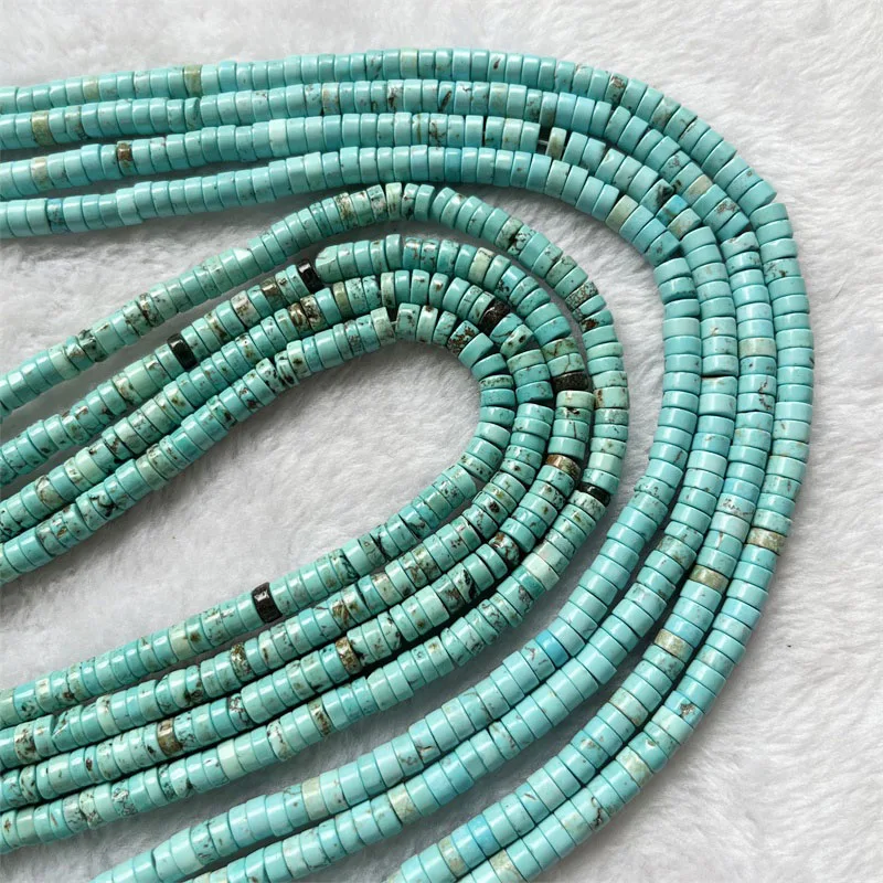 3*6MM Hubei Turquoise Heishi Natural Stone Beads For Jewelry Necklace Making DIY Blue Color