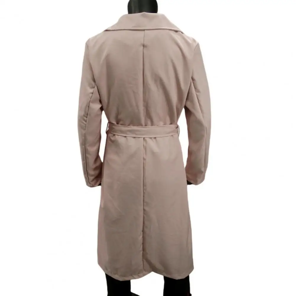 

Autumn Windbreaker For Women Fashion Solid Color Loose Lapel Long Sleeve Double Breasted Belt Extended Coat Płaszcz Damski 롱바바리