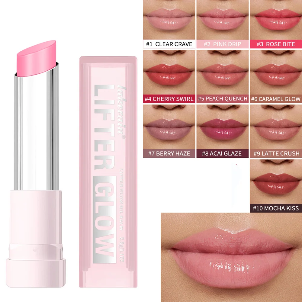 Balm Labial Lifter Glaze Oil com Ácido Hialurônico e Mistura de Óleos Hidratantes, Balm Labial com 24 Horas de Hidratação Suave e Efeito Rosa