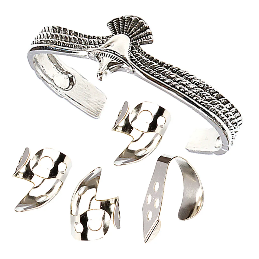 

Silver Bracelet Electric Guitar Picks Thumb Fingertip Protectors Guards Adjustable for