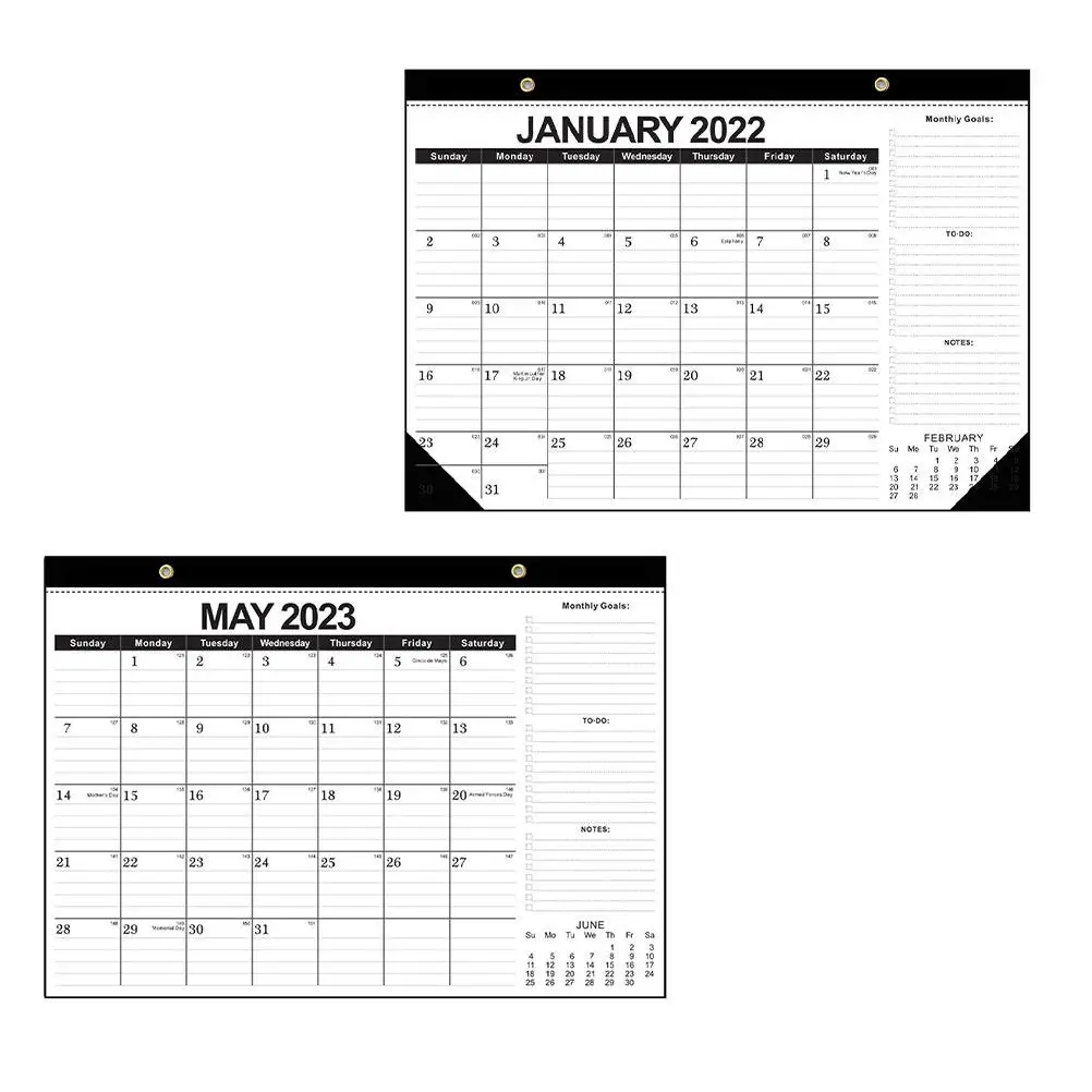 

1Pcs 18 Months Creative English Calendar Hanging Memo Wall Calendar for Household Office School Fresh Design Tear-Off Pages