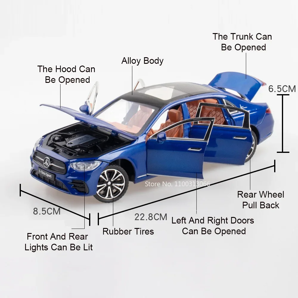 1:24 Benz E300L Modellen Miniatuur Auto's Speelgoed 6 Deuren Kan Geopend Rubberen Banden Voertuigen Wiel Trek Speelgoed Voor Jongens Collectie Plezier