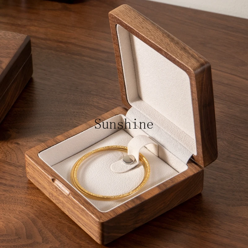 

Black walnut bracelet box necklace jewelry storage high-end gift retro style