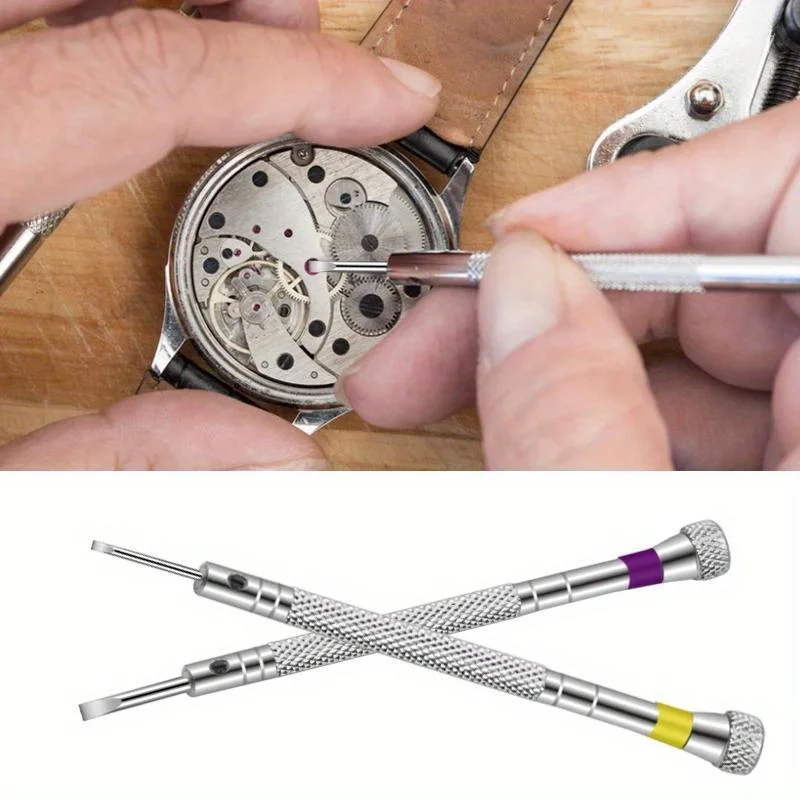 5pcs/set 0.8-1.6mm Steel Screwdriver for Watch Repairing Portable Watch Tools Band Removal with Mini Link Pins Watchmaker Tools