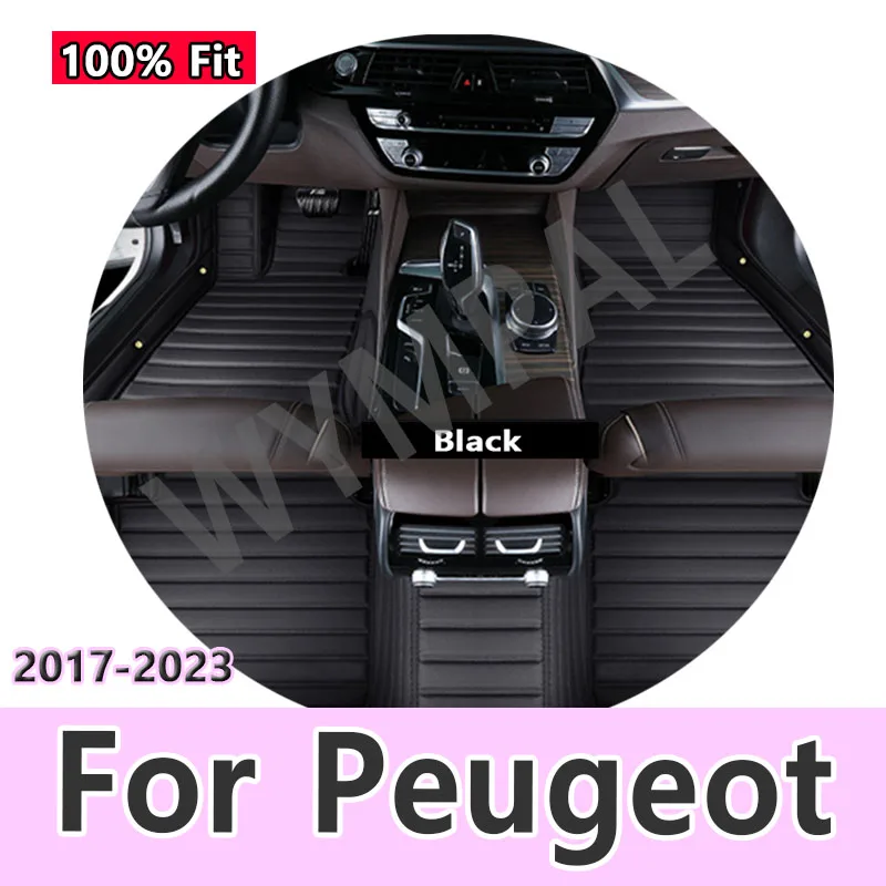 

Luxury Car Mats Floor For Peugeot 5008 P87 2017~2023 7seat Luxury Leather Mat Car Floor Mats Universal Waterproof Accessories