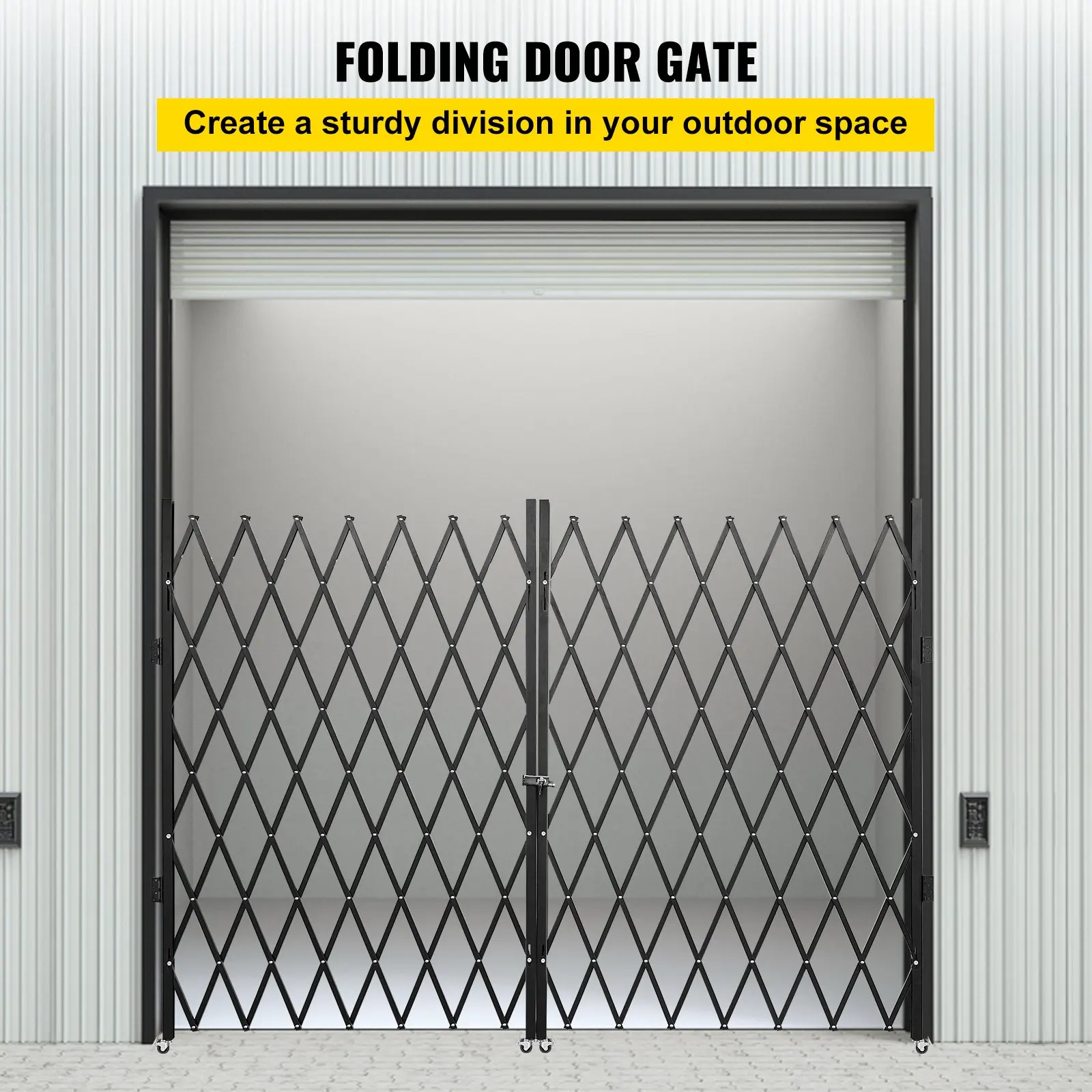 

Double Folding Security Gate, 5.1 H X 10.2 W Folding Door Gate, Steel Accordion Security Gate, Flexible Expanding Security Gate