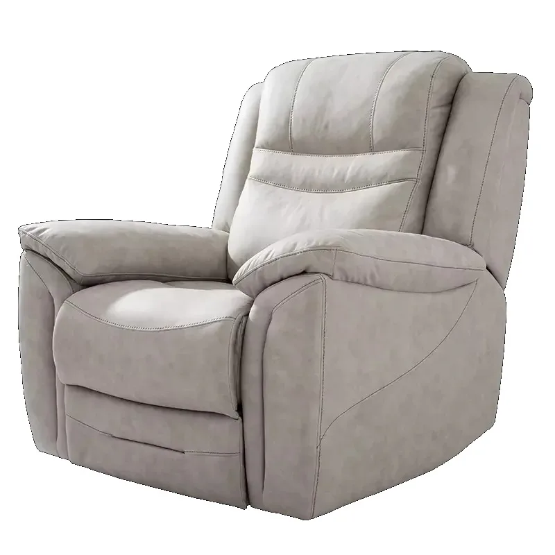 Nisco 3 Power Recliner Single Seat Sofa Padded Back For Living Room Fabric Light Grey with Three Motors