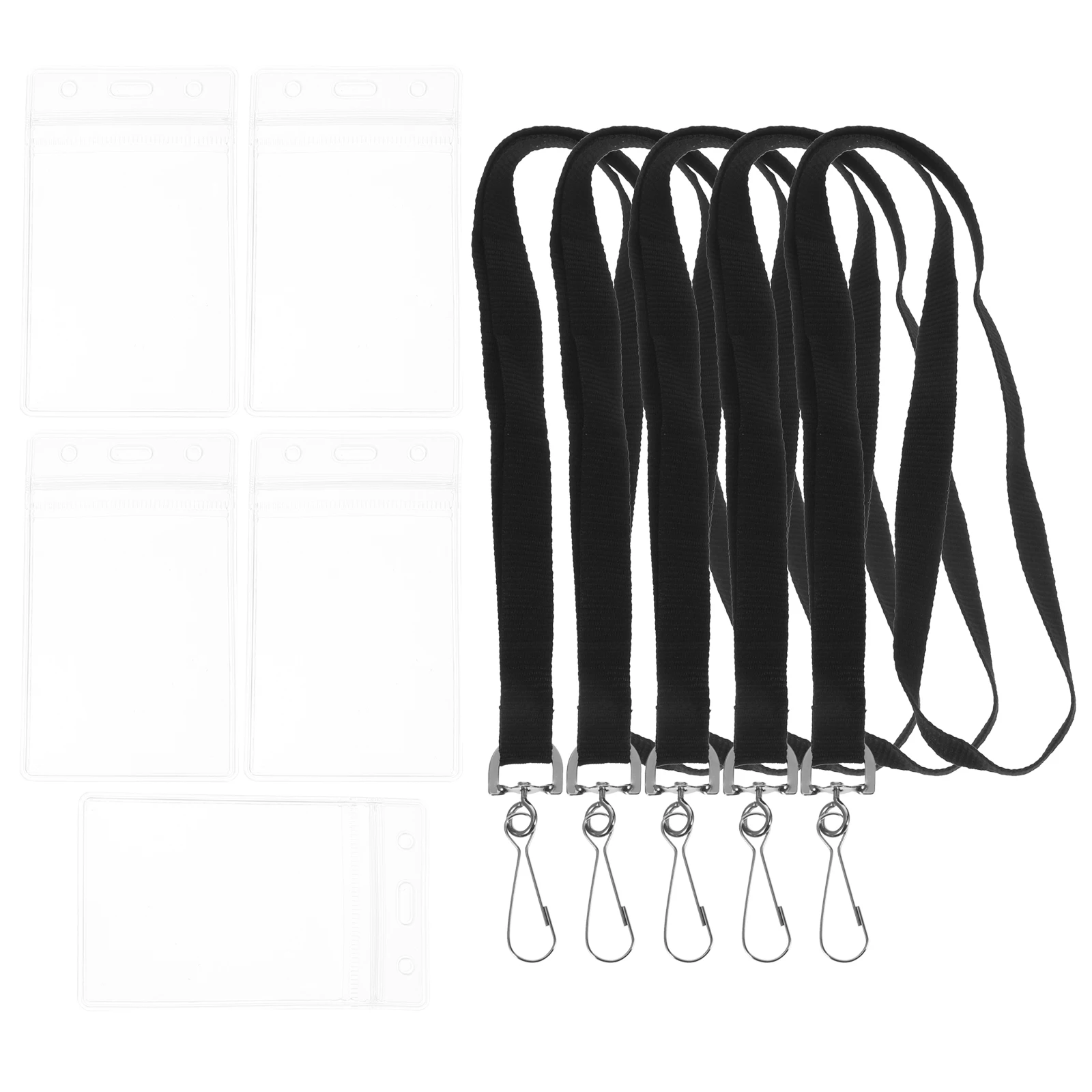

5 set Clear Badge Sleeve Id Card Holder Lanyard Transparent Protective Cover For Game Cards Photos Collectibles Pvc Zinc
