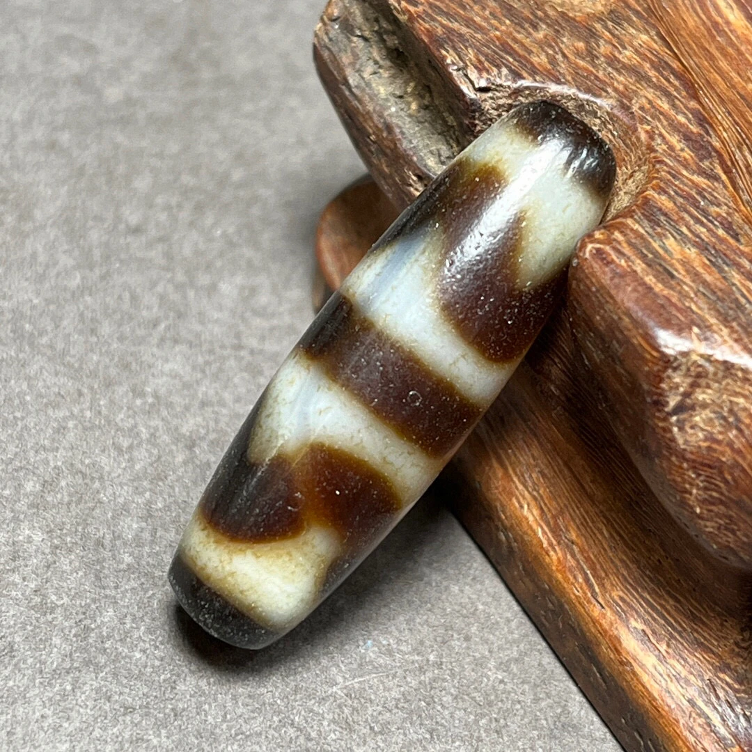 

Authentic, gift, old agate [double tiger tooth old dzi bead] collection, handle, pendant, bag old