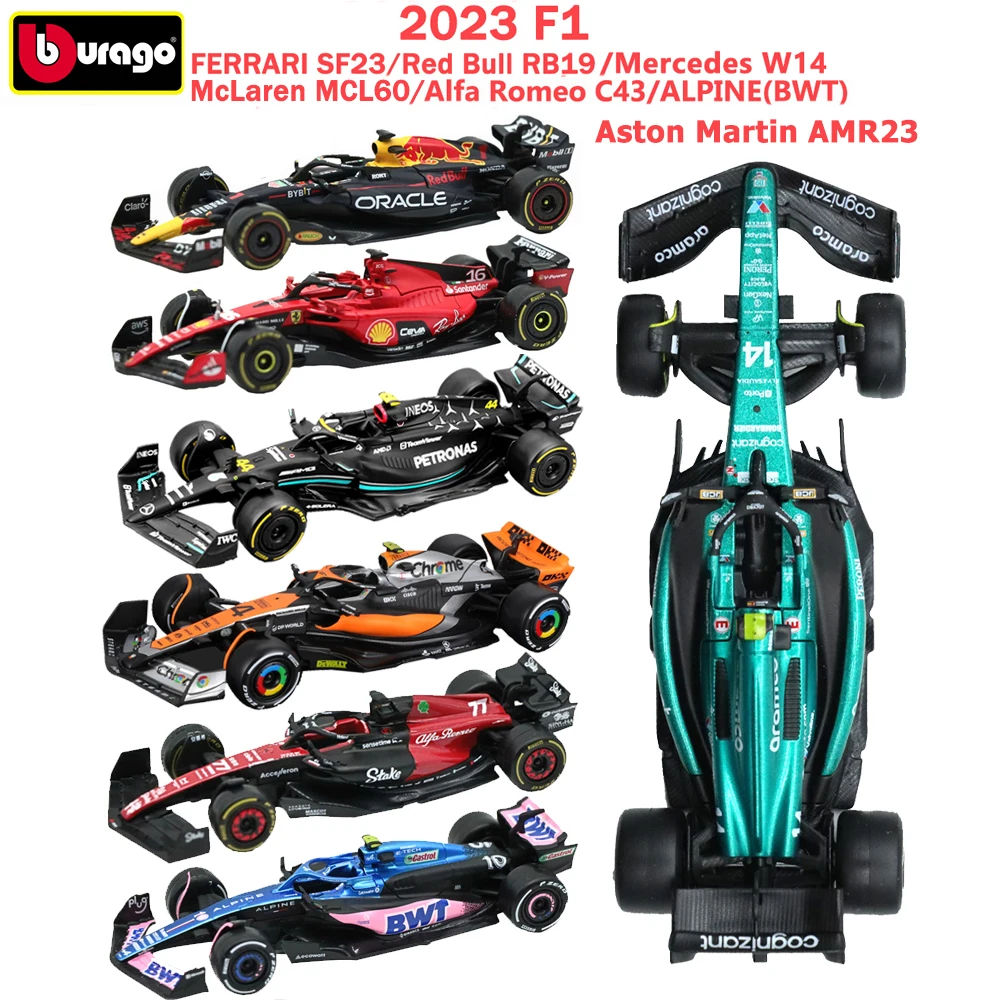 1:43 Bburago F1 2023 Red Bull FERRARI Aston Martin Mercedes W14 ALPINE Racing 2024 Red Bull RB20 SF24 Car Alloy Diecast  Models