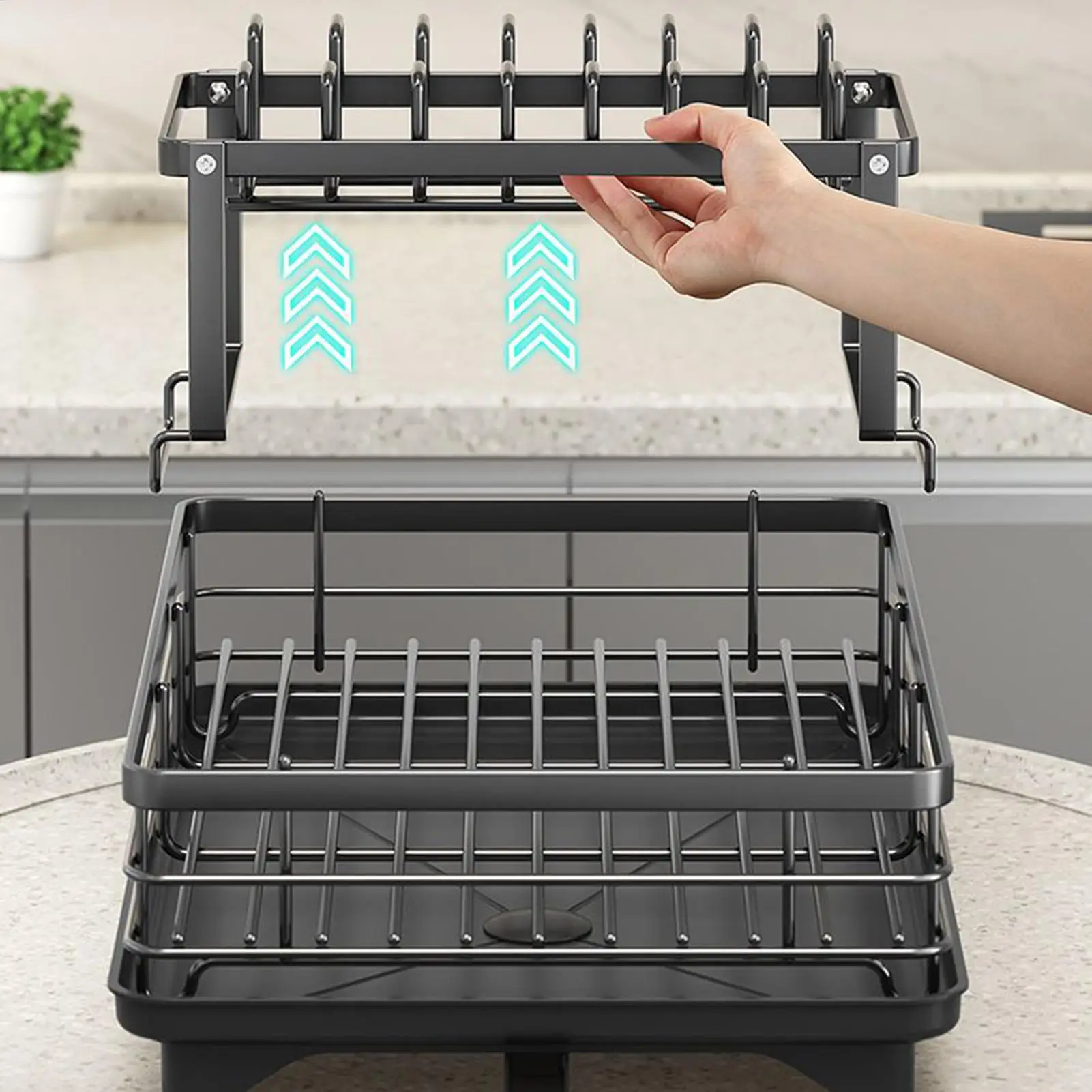 Dish Drying Rack 2-Tier Dish Strainers For Kitchen Counter Space-Saving Sink Organizers And Storage For Countertop Rv Apartment