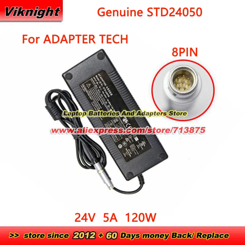 Genuine STD-24050 AC Adapter STD24050 24V 5A 120W Charger for Adapter Tech Power Supply with special round 8 pins