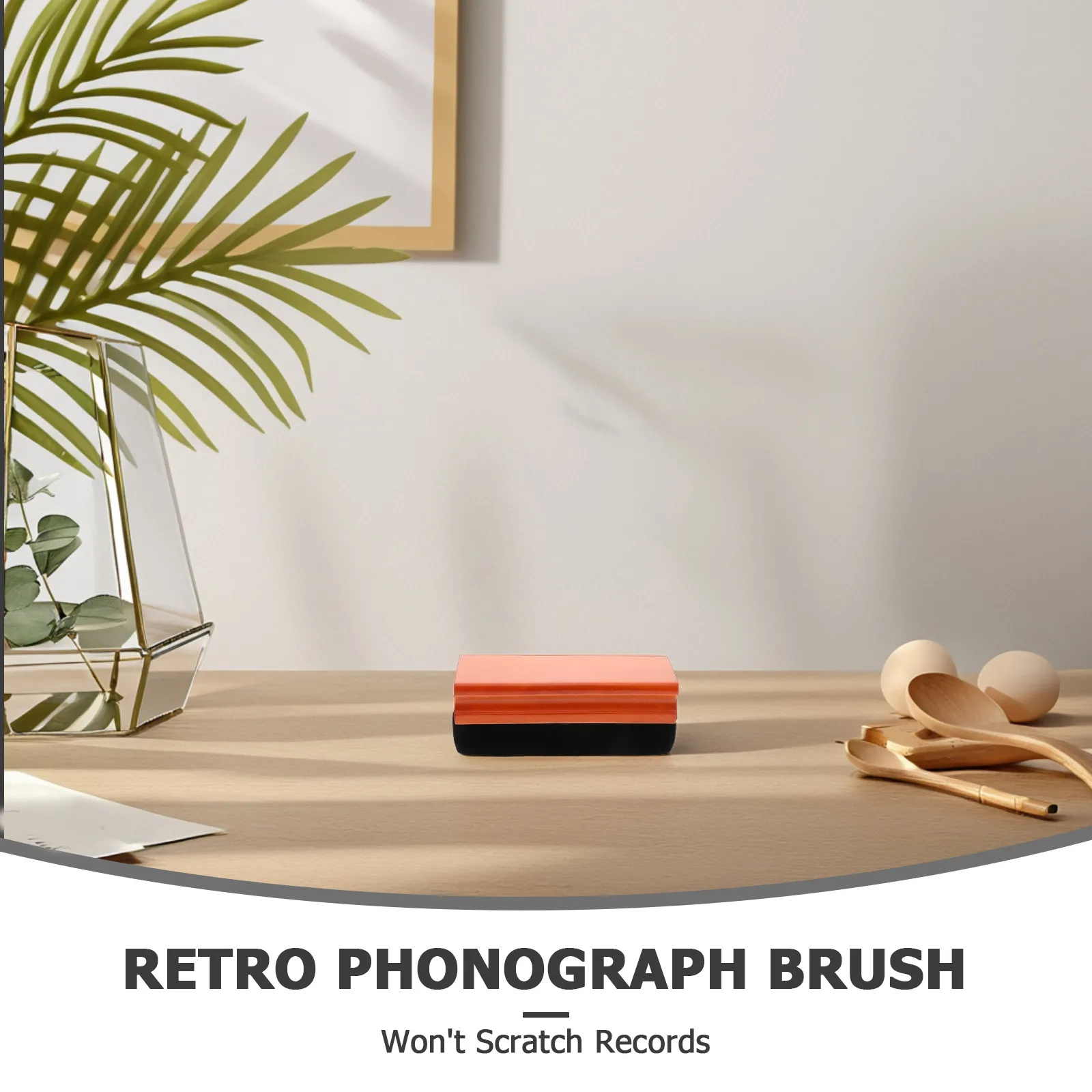 

Щетка для виниловых пластинок с деревянной ручкой и мягкой губкой, ретро-очиститель для проигрывателей, аксессуар для чистки проигрывателей винила