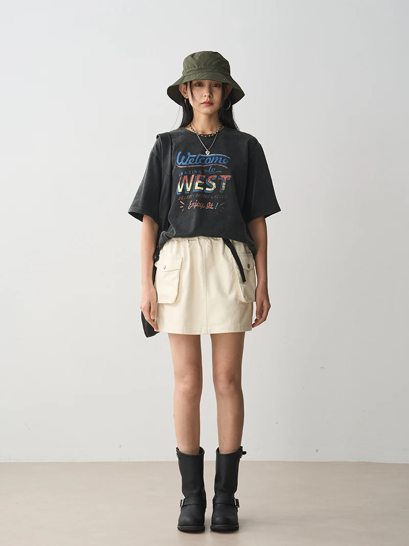 

Рабочая юбка-трапеция с поясом и карманами для женщин, лето 2024, бежевая, универсальная, из смесового хлопка и лиоцелла