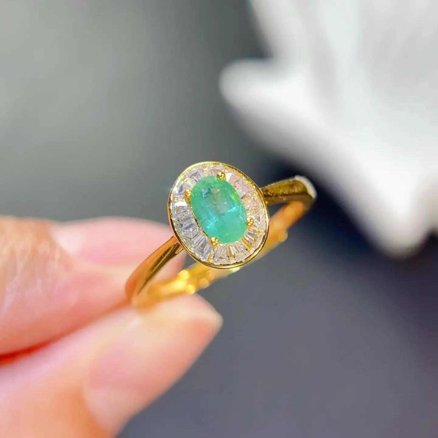 Classic Design Yellow Sapphire Ring 4x6mm Natural Emerald Ring Genuine Sapphire 925 Silver Jewelry with Certificate