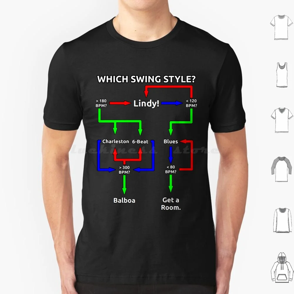 Camiseta Swing Dance Flowchart talla grande 100% algodón estilo baile Swing Hop Blues Balboa Shag