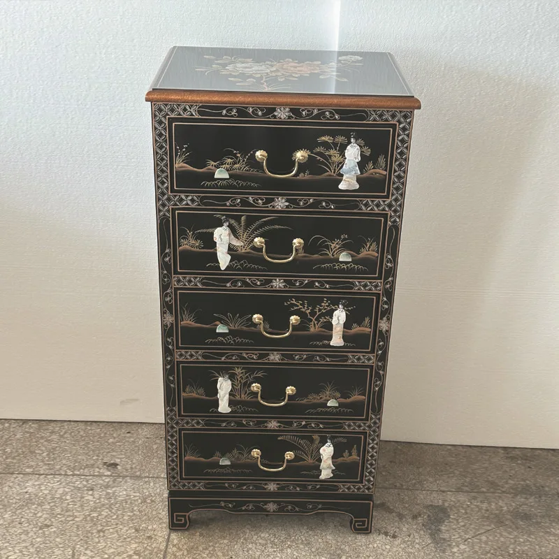 LTT chest of drawers shell craftsmanship snail inlaid storage cabinet bright lacquer painted cabinet