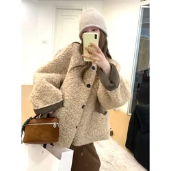 Korean Fashion Sweater Coats Women Long Sleeve Casual Elegant Faux Fur Jacket Autumn Winter American Vintage Y2k Clothing Chic