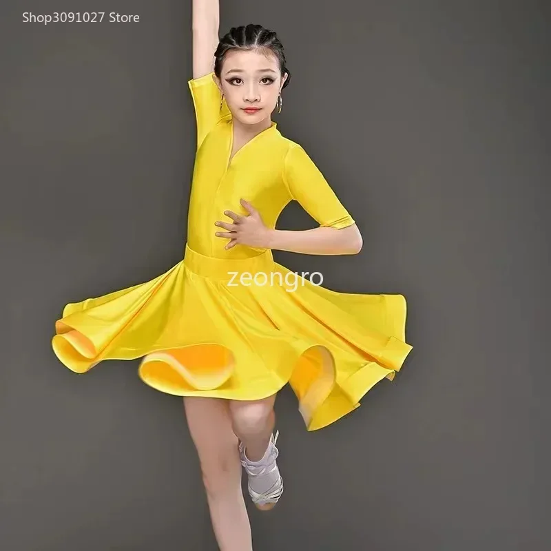 

Children Professional Latin Dance Dress for Girls Ballroom Dancing Dresses Rumba Cha Cha Samba Practice Dress Latin Performance