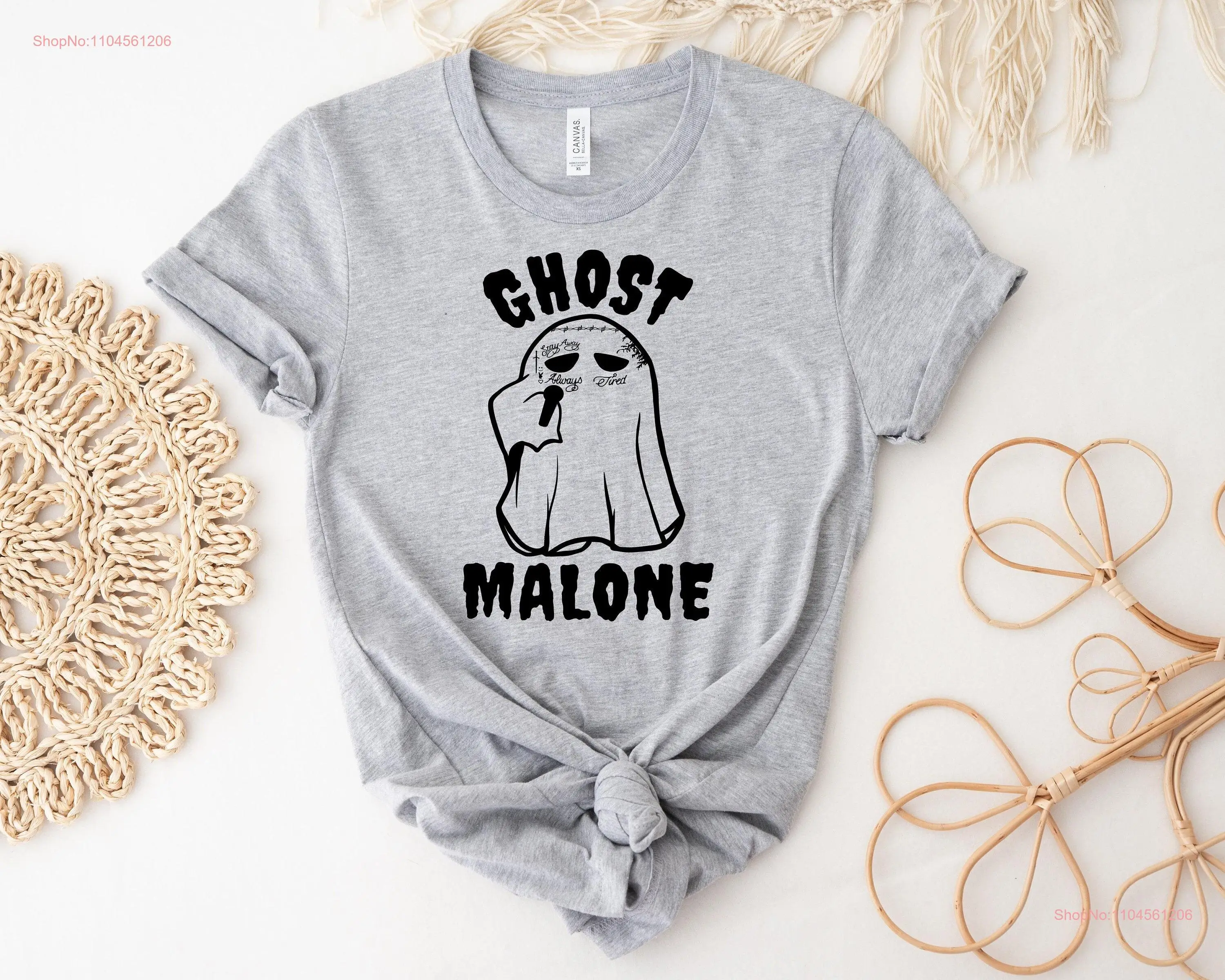 Ghost Malone T Shirt Halloween Cute Funny Crewneck Spooky Stay 2023 long or short sleeves