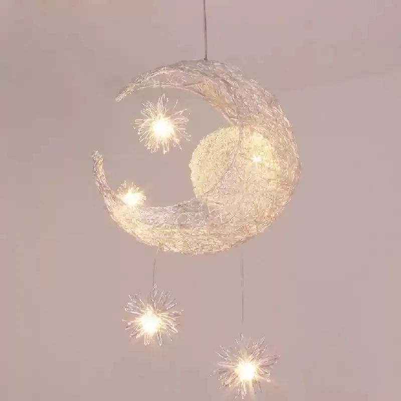 Everbright Store 2026 New Star Moon Balcony Bedroom Warm Lighting Bird's Nest Chandelier Simple Children's Room Lighting