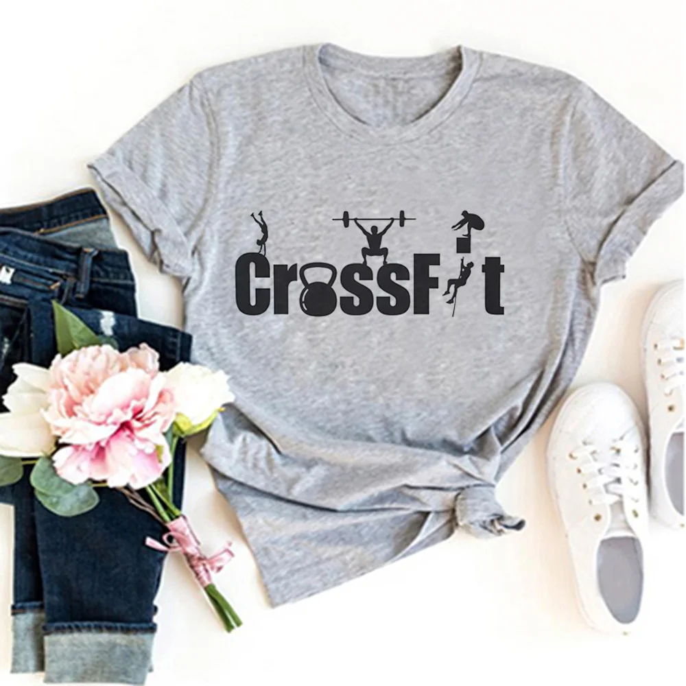 Crossfit t-shirts women Japanese designer summer Tee girl comic y2k Japanese clothes